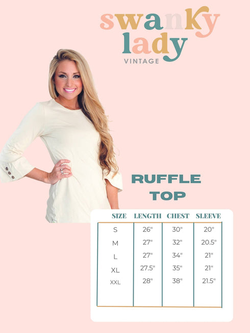 {NEW SIZING} Swanky Lady Vintage Ruffle Sleeve Top